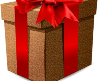 Gift Box With The Red Bow On The White Background