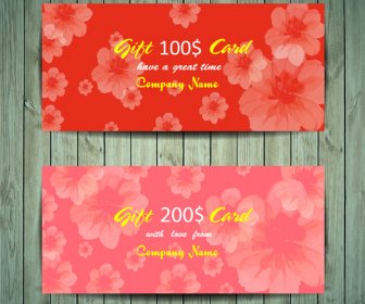 Gift Card Design On Red Flowers Background
