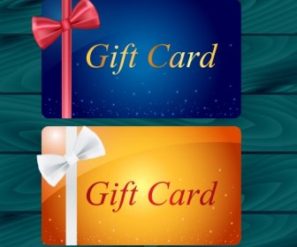 Gift Card Template Sets Bright Sparkling Style Ribbon Ornament