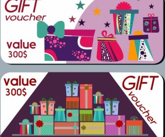 Gift Voucher Sets Colorful Present Boxes Ornament