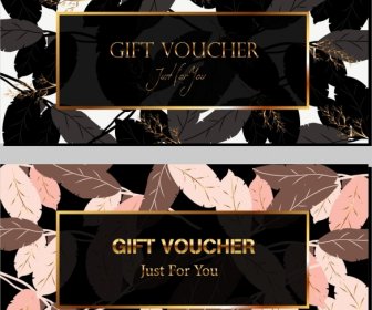 Gift Voucher Template Classical Leaves Icons Decor