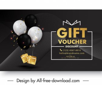 Hadiah Voucher Template Balon Gelap Mewah Menyajikan Dekorasi