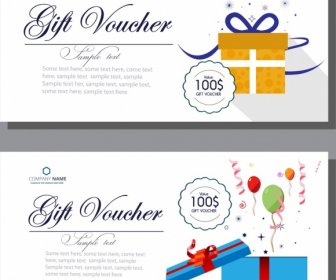 Gift Voucher Templates Calligraphy Balloons Present Boxes Ornament