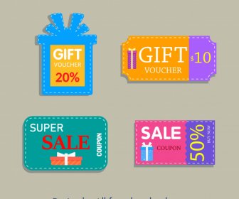 Gift Voucher Templates Modern Colorful Flat Shapes Sketch
