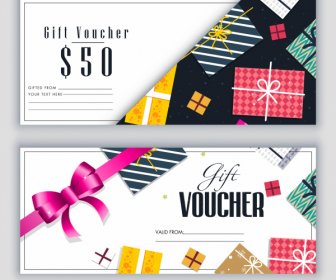 Gift Voucher Templates Modern Colorful Presents Knot Decor
