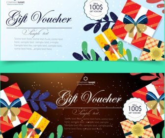 Gift Voucher Templates Present Box Icons Calligraphic Decoration