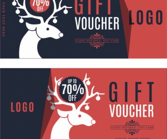 gift voucher templates reindeer sketch dark flat classic