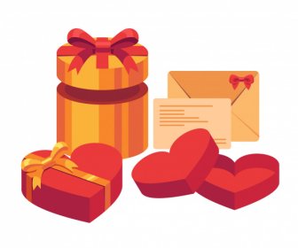 Gifts Design Elements Colored 3d Sketch