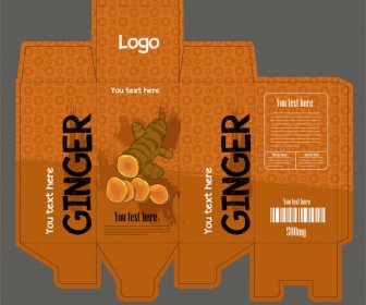 Ginger Packaging Template Retro Dark Brown Handdrawn Grunge
