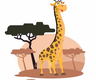 Zürafa Hayvan Boyama Komik Karikatür Tasarımı