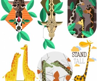 Giraffe Background Templates Cute Cartoon Characters