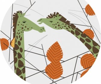 Жираф диких животных фон классический мультфильм дизайн