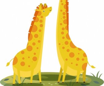 Giraffe Wild Animals Painting Funny Cartoon Design