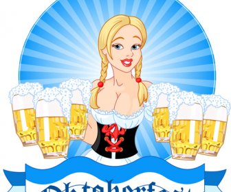 ビール オクトーバーフェスト ベクトルを持つ少女