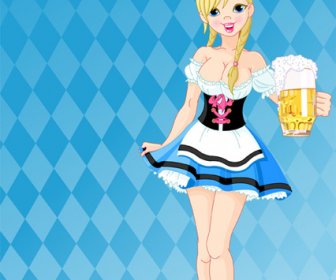 Girl With Beer Oktoberfest Vector