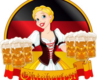 Girl With Beer Oktoberfest Vector