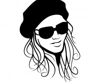 Girl With Hat And Glasses Vector