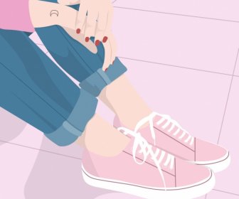 девушка с розовыми туфлями