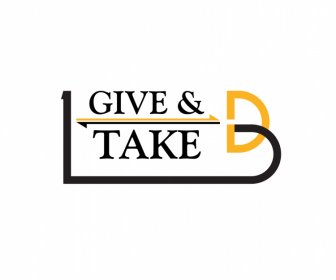 give take bd logo template elegant modern texts curve arrow sketch