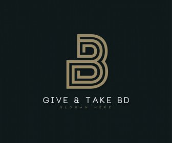 Give Take Bd Logo Template Sylized Text Décor Diseño Oscuro Moderno