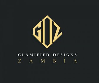 การออกแบบที่มีเสน่ห์ Zambia Gdz โลโก้แม่แบบข้อความเก๋ไก๋สมมาตรการออกแบบความคมชัด