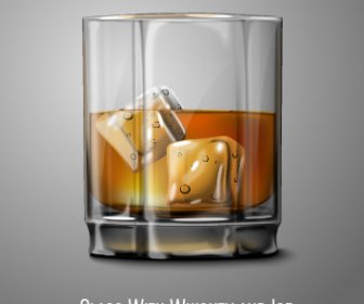 Glasbecher Mit Whisky Und Eisvektor