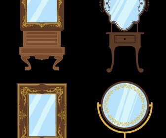 ícones De Espelho De Vidro Vários Decoração Clássica