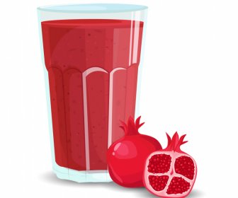 Glass Of Pomegranate Smoothie Icon Red Classical  Decor