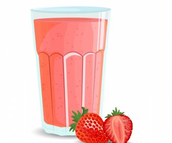 Glas Erdbeer-Smoothie-Ikone Elegantes Klassisches Design