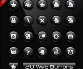 Vetro Nero Web Bottoni Vettore Dato Consistenza
