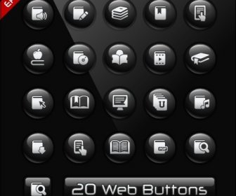 стекла текстуры черный веб-кнопок Векторный набор
