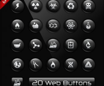 стекла текстуры черный веб-кнопок Векторный набор