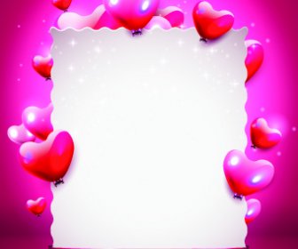 Glass Texture Heart With Paper Valentines Day Background