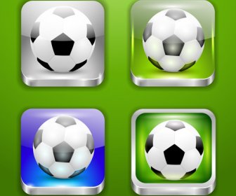 Vidro Texturizado Vetor ícones De Futebol Quadrado