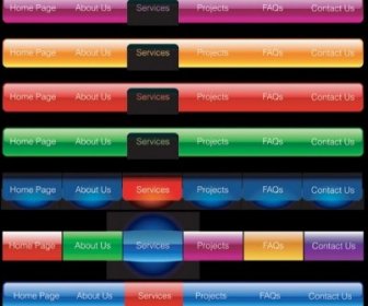 Cam Dokulu Web Menü Renkli Vektör