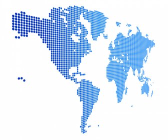 global continental map sign blue dots decor
