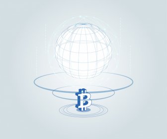Globe Bitcoin Currency Backdrop 3D Dynamic Sketch