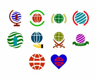 globe icon sets flat colorful shapes sketch