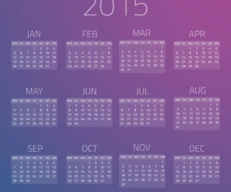 Glossy Effect Monthly Block15 Vector Calendar Template