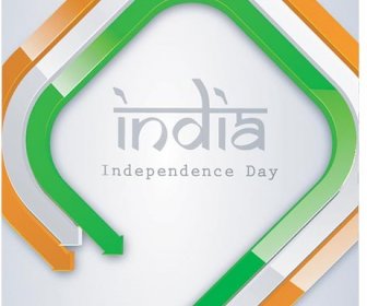 Glossy Bandera India Arrow Lines India Independence Day Vector Fondo Gris