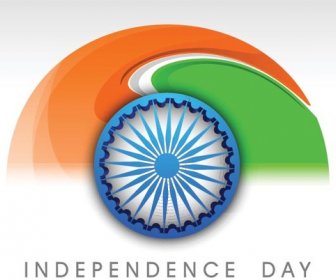 Tipografi Mutlu Hindistan Bağımsızlık Günü Vektör Ile Parlak Hint Bayrak Simgesi