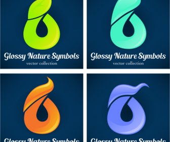 Glossy Naturaleza Símbolos Vector