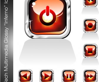 glossy player buttons design vector