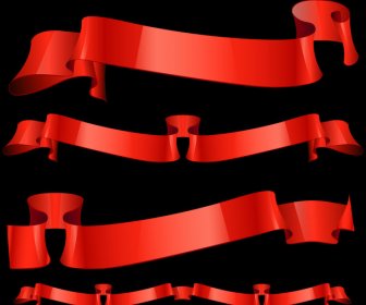 Glossy Red Ribbon Banner Set