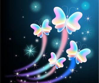 glowing butterflies with sparkle stars