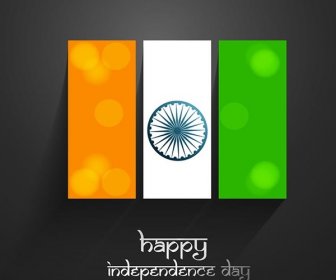 Glowing Indian Flag With Typography Happy Independence Day Gray Vector Background