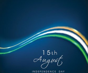 Raggiante Bandiera Indiana Con Typographyth Agosto Giorno Dell'indipendenza Di Vettore Sfondo Blu