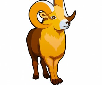 Goat Icon Colored Handdrawn Sketch