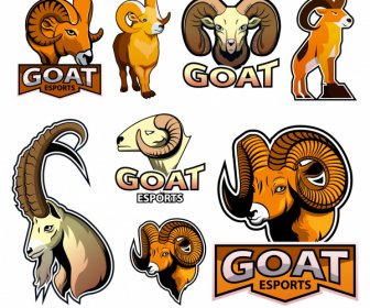 Goat Logo Icons Colored Flat Design