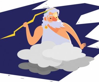 God Lightning Icons Cartoon Design